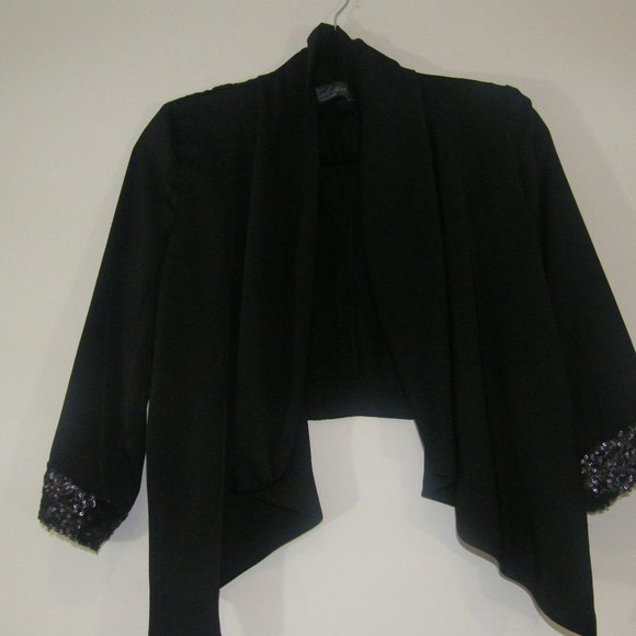 Evening Cocktail Bolero Top in Black Crepe - Picture 1 of 2